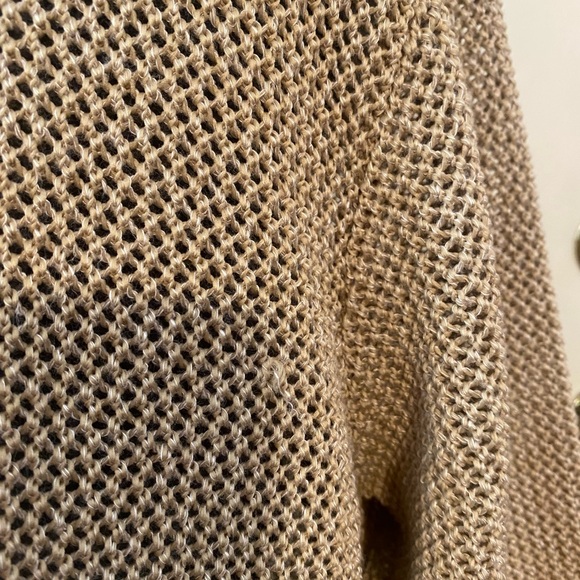 Signature Weekend Cardigan Womens Large Beige Open Knit Long Line Single Button - Picture 5 of 5